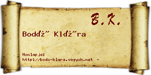 Bodó Klára névjegykártya